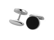Handgefertigte Manschettenknöpfe Onyx Classy in Silber (925/ ), rund 15,3mm
