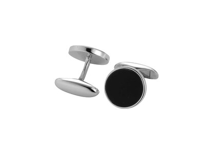 Handgefertigte Manschettenknöpfe Onyx Classy in Silber (925/ ), rund 15,3mm