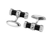 Handgefertigte Manschettenknöpfe Onyx Classy in Silber (925/ ), 21,5 x 8,1mm, Walze: 5,9mm