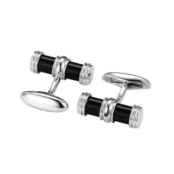 Handgefertigte Manschettenknöpfe Onyx Classy in Silber (925/ ), 21,5 x 8,1mm, Walze: 5,9mm