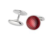 Handgefertigte Manschettenknöpfe Dandy in Silber (925/ ), roter Email-Lack, kostenlose Gravur