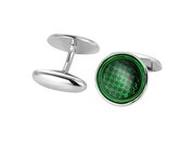 Handgefertigte Manschettenknöpfe Dandy in Silber (925/ ), grüner Email-Lack, kostenlose Gravur