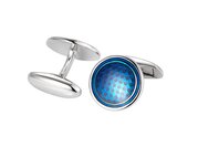 Handgefertigte Manschettenknöpfe Dandy in Silber (925/ ), blauer Email-Lack, kostenlose Gravur
