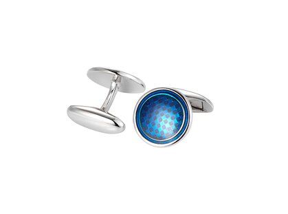 Handgefertigte Manschettenknöpfe Dandy in Silber (925/ ), blauer Email-Lack, kostenlose Gravur
