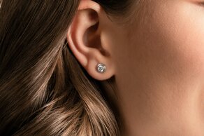 Ohrstecker Diamond Bowl in 14K Weißgold mit Diamanten 0,30ct G/SI