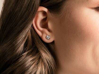 Ohrstecker Diamond Bowl in 14K Weißgold mit Diamanten 0,30ct G/SI