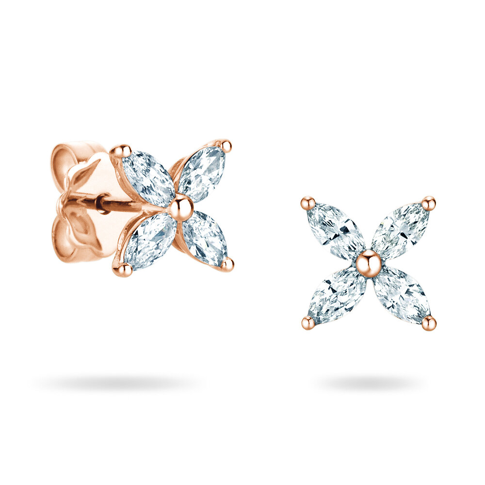 Ohrstecker Flower in 14K Roségold mit Diamanten 1,20ct G/SI