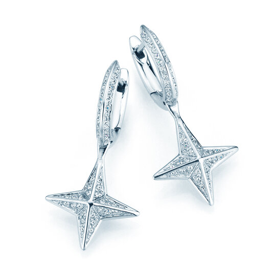 Creolen Diamond Stars in 14K Weißgold mit Diamanten 0,48ct G/SI