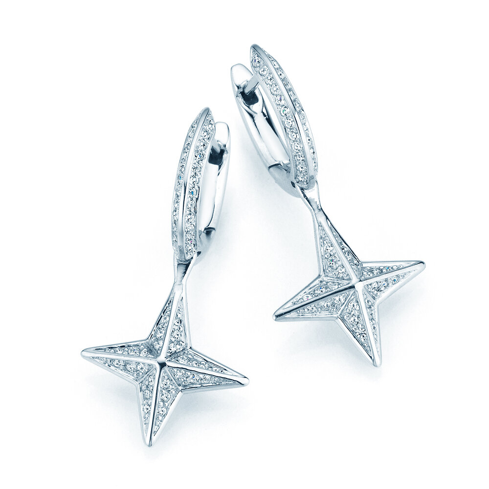 Creolen Diamond Stars in 18K Weißgold mit Diamanten 0,48ct G/SI