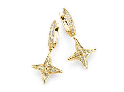 Creolen Diamond Stars in Gelbgold