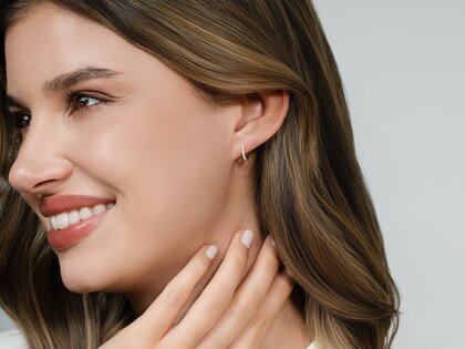 Creolen Dawn in 14K Weißgold mit Diamanten 0,16ct GSI G/SI