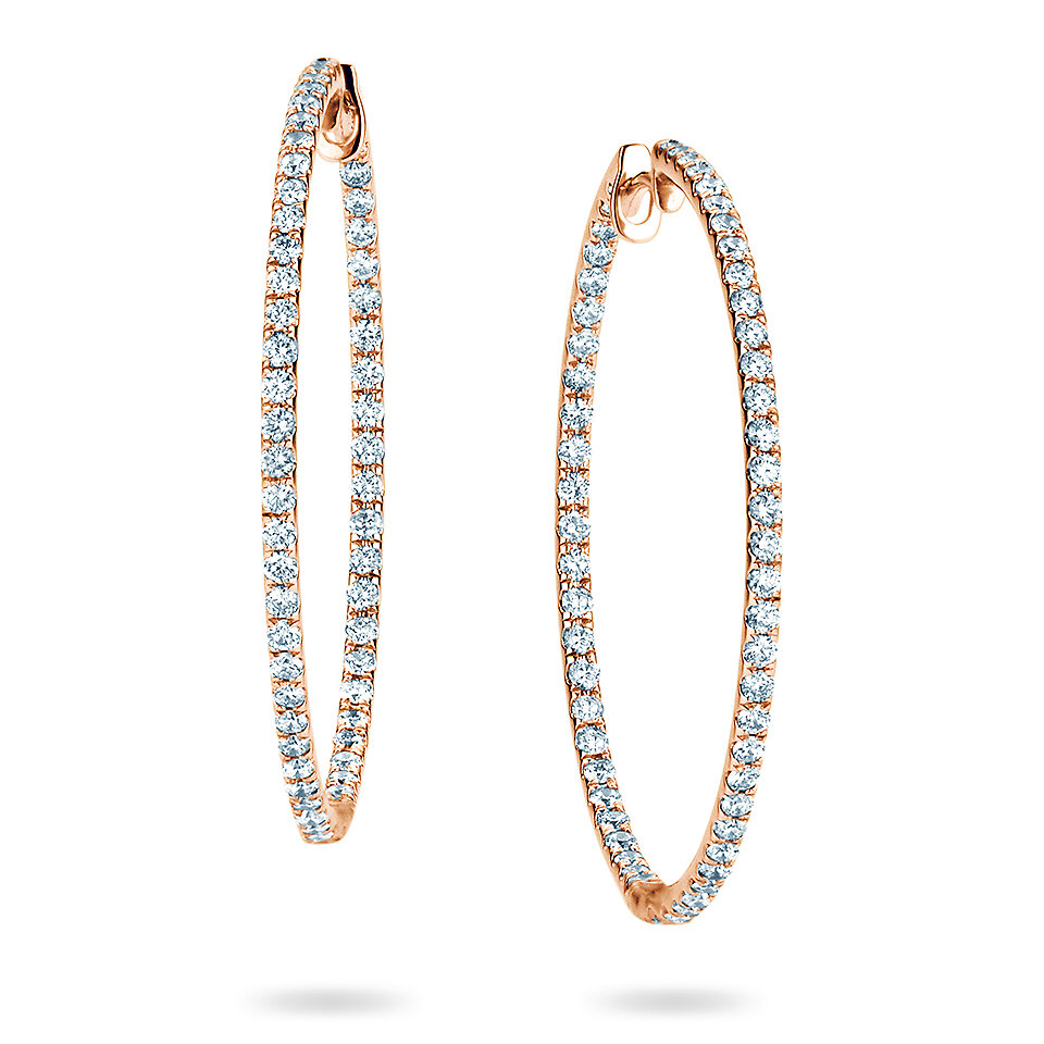 Creolen Diamond Hoops in 14K Roségold mit Diamanten 1,40ct G/SI