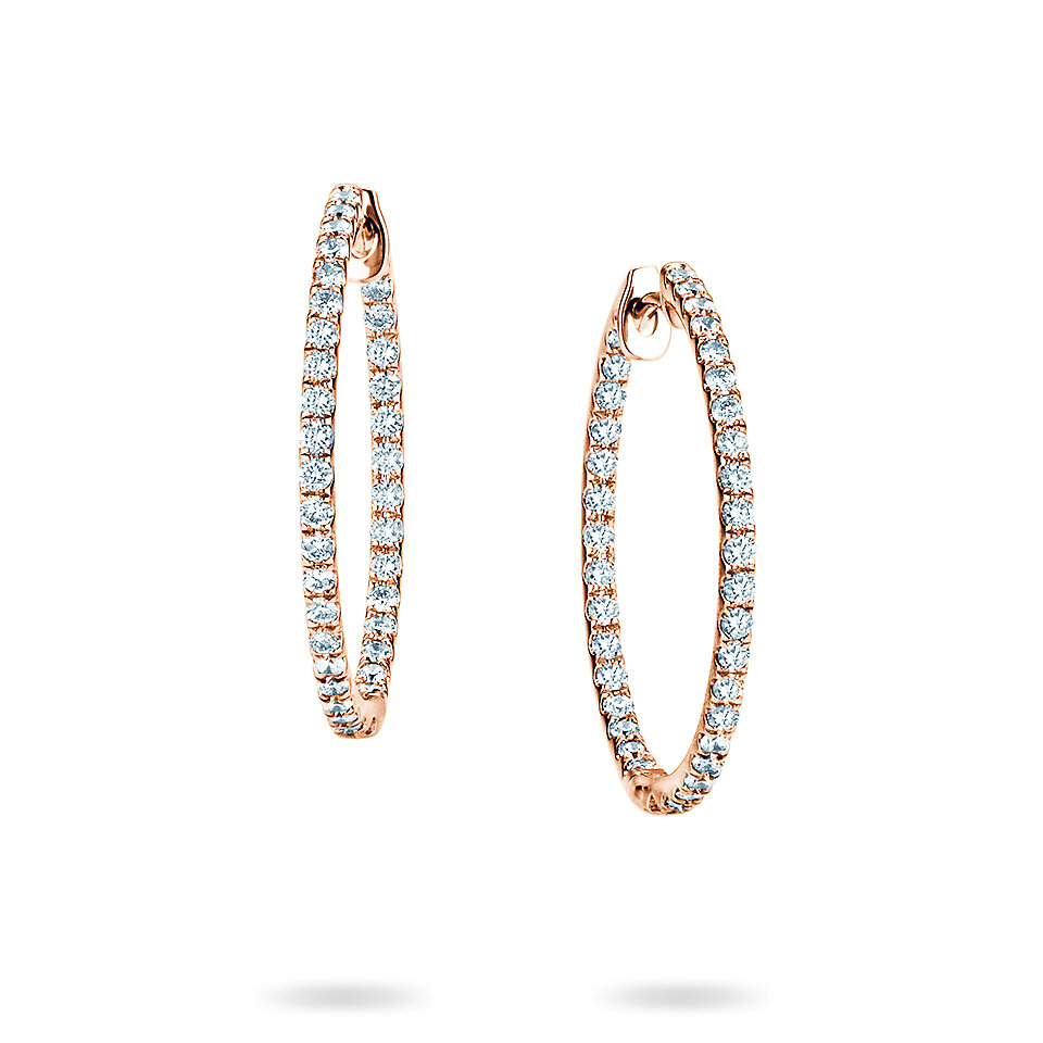 Creolen Diamond Hoops in 9K Roségold mit Diamanten 0,72ct G/SI