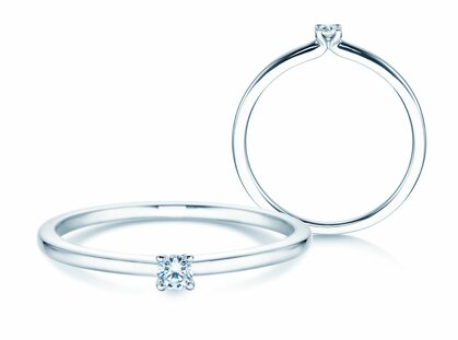 Solitärring Classic 4 in Silber 925/- mit Diamant 0,05ct G/SI