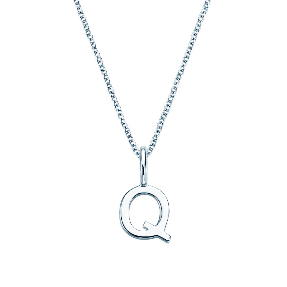 Buchstaben-Anhänger Classic Q in 14K Weißgold