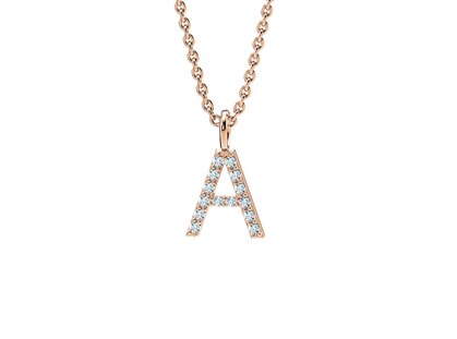 Buchstaben Anhänger Diamond Letter Petite A in 9K Roségold poliert