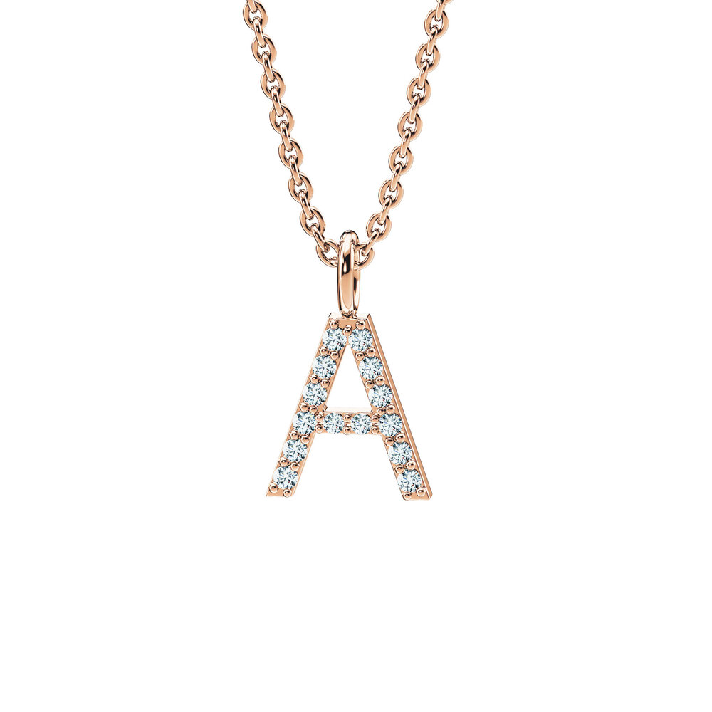 Buchstaben Anhänger Diamond Letter Petite A in 9K Roségold poliert
