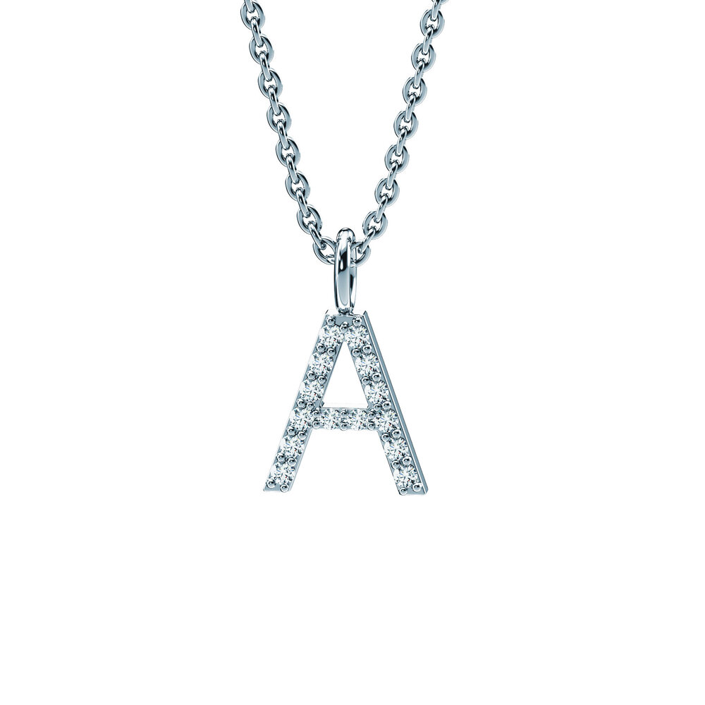 Buchstaben-Anhänger Diamond Letter Petite in 14K Weißgold