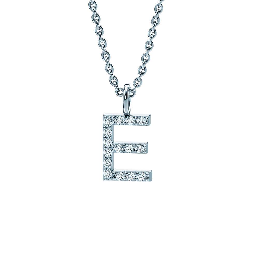Buchstaben Anhänger Diamond Letter Petite E in 9K Weißgold poliert