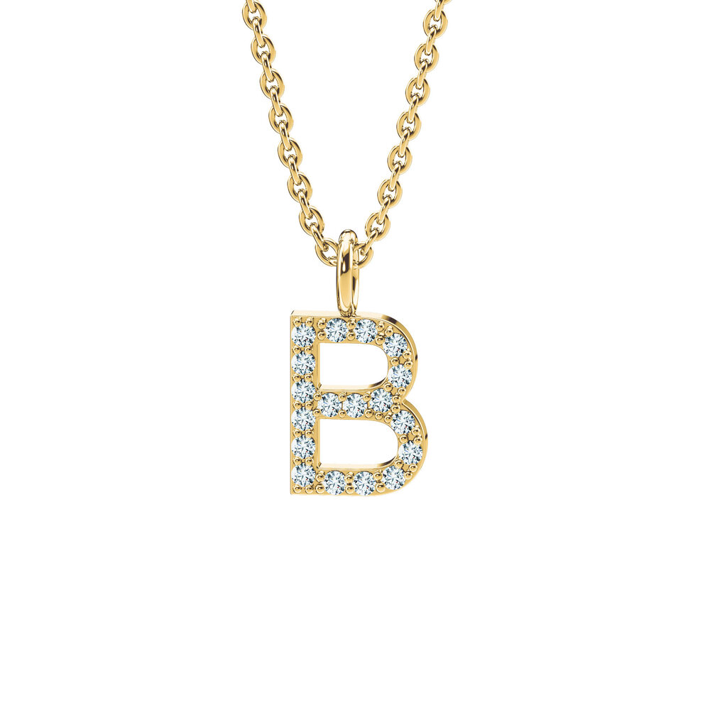 Buchstaben Anhänger Diamond Letter Petite B in 9K Gelbgold poliert