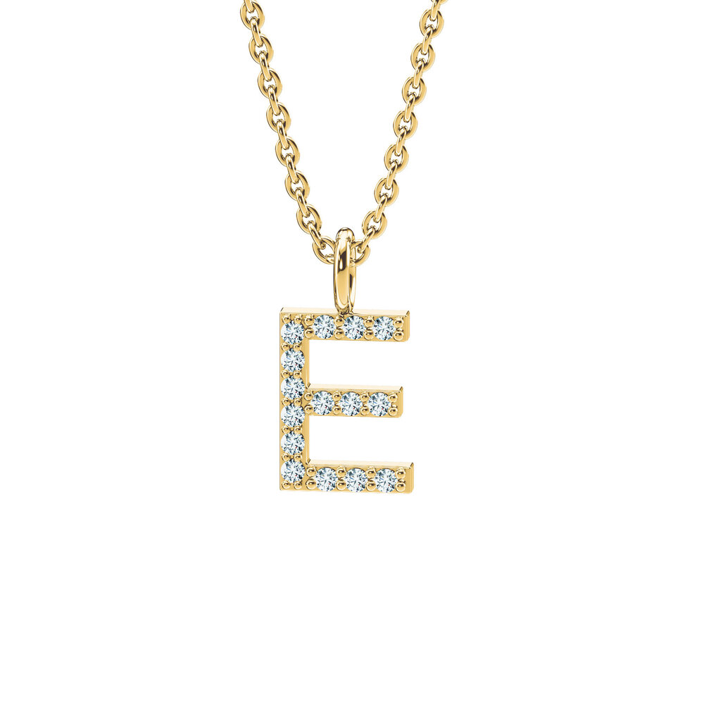 Buchstaben-Anhänger Diamond Letter Petite E in 14K Gelbgold