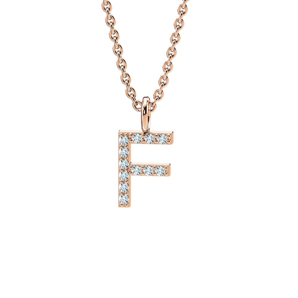 Buchstaben-Anhänger Diamond Letter Petite F in 14K Roségold