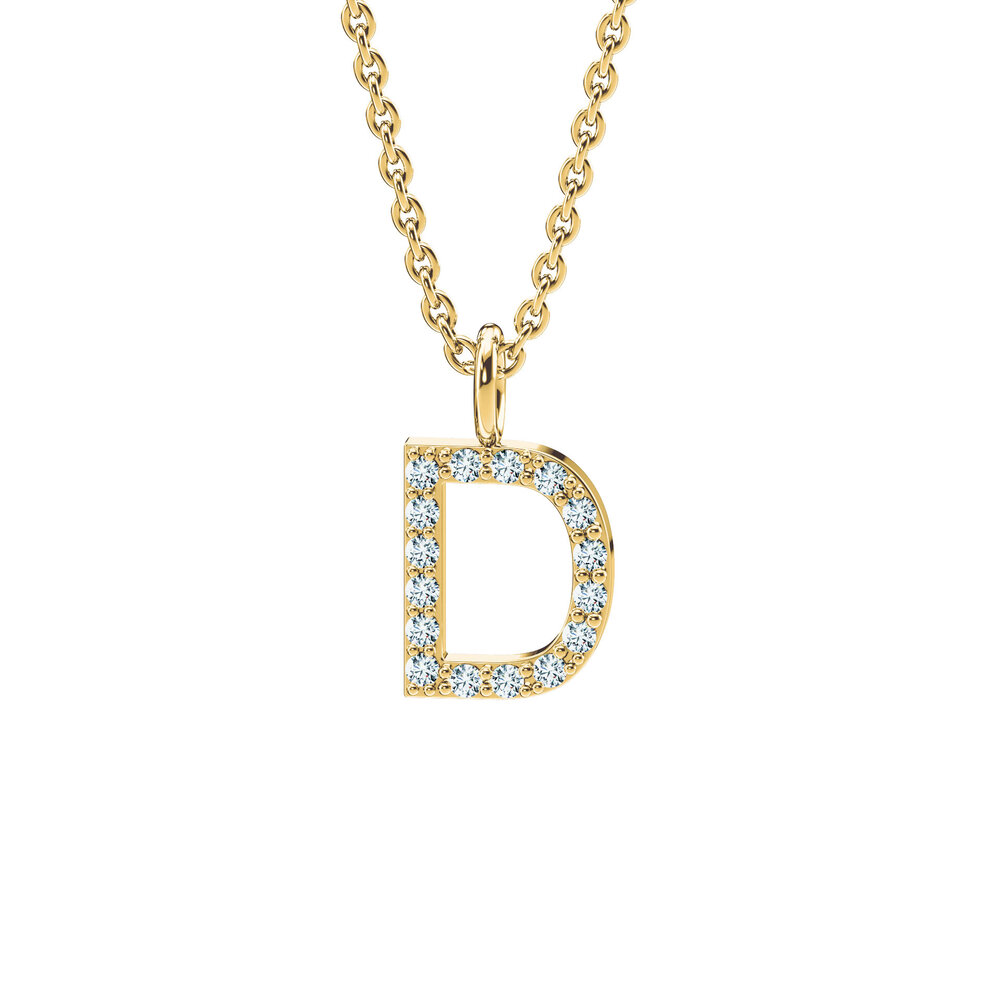 Buchstaben Anhänger Diamond Letter Petite D in 9K Gelbgold poliert