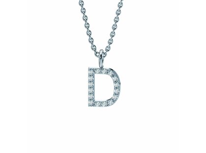 Buchstaben-Anhänger Diamond Letter Petite D in Platin 950/-