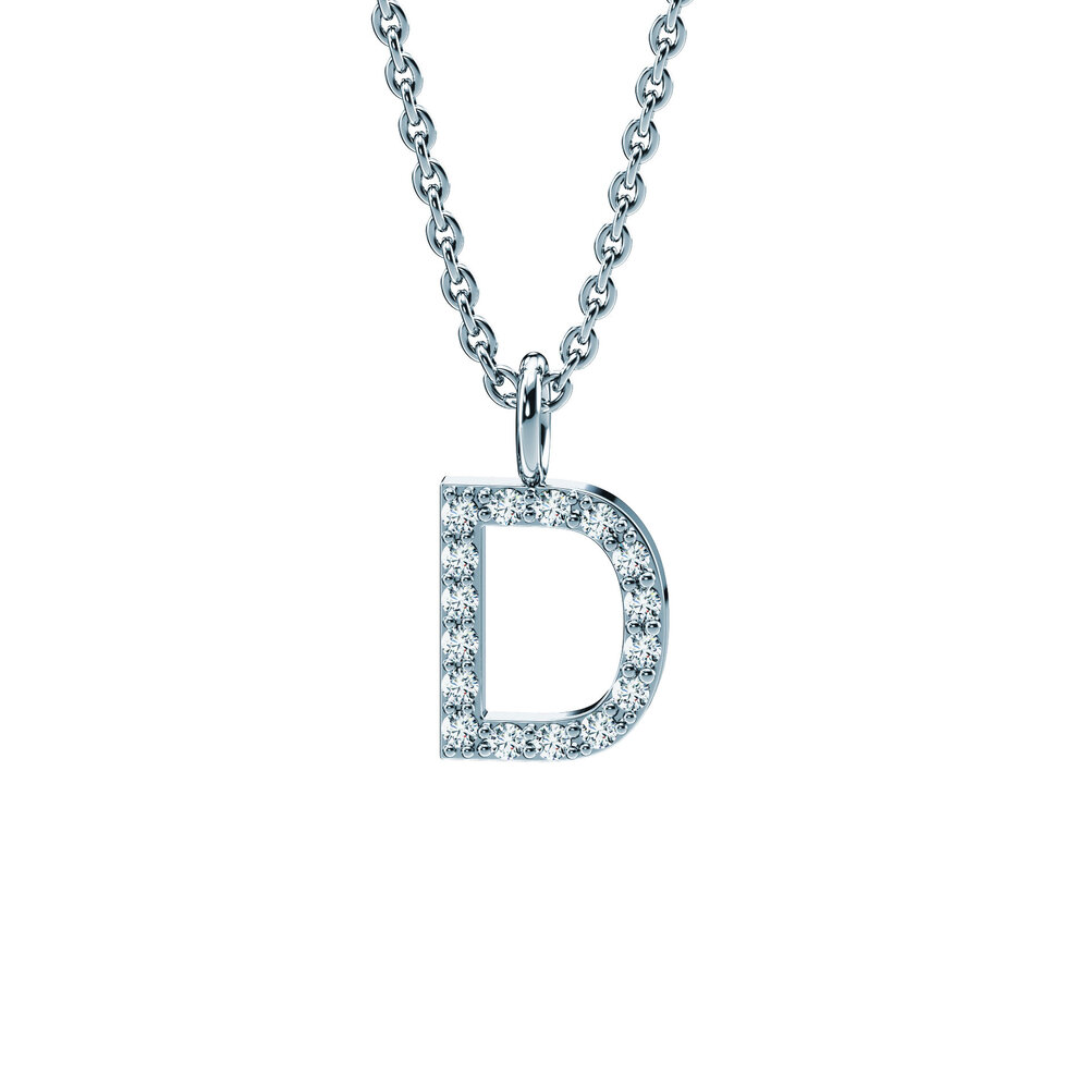 Buchstaben-Anhänger Diamond Letter Petite in 14K Weißgold