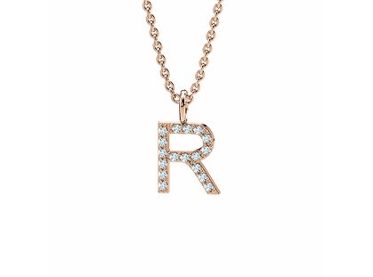Buchstaben-Anhänger Diamond Letter Petite R in 18K Roségold