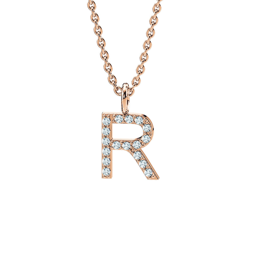 Buchstaben-Anhänger Diamond Letter Petite in 18K Roségold