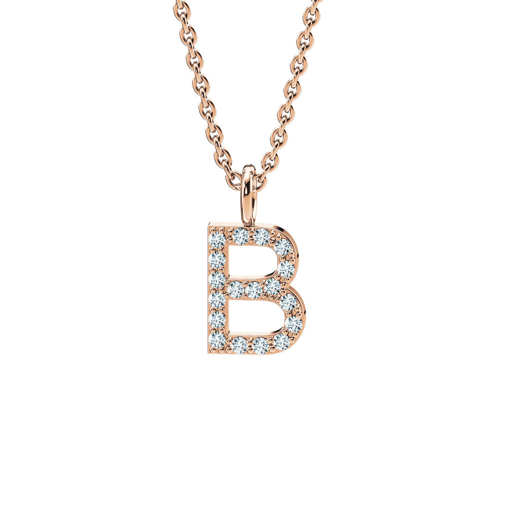 Buchstaben-Anhänger Diamond Letter Petite B in 14K Roségold