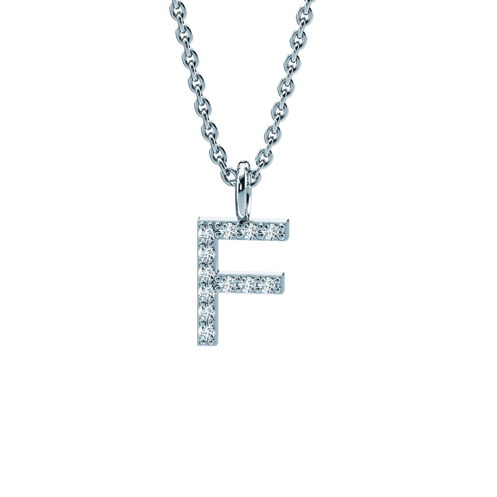 Buchstaben Anhänger Diamond Letter Petite F in 9K Weißgold poliert