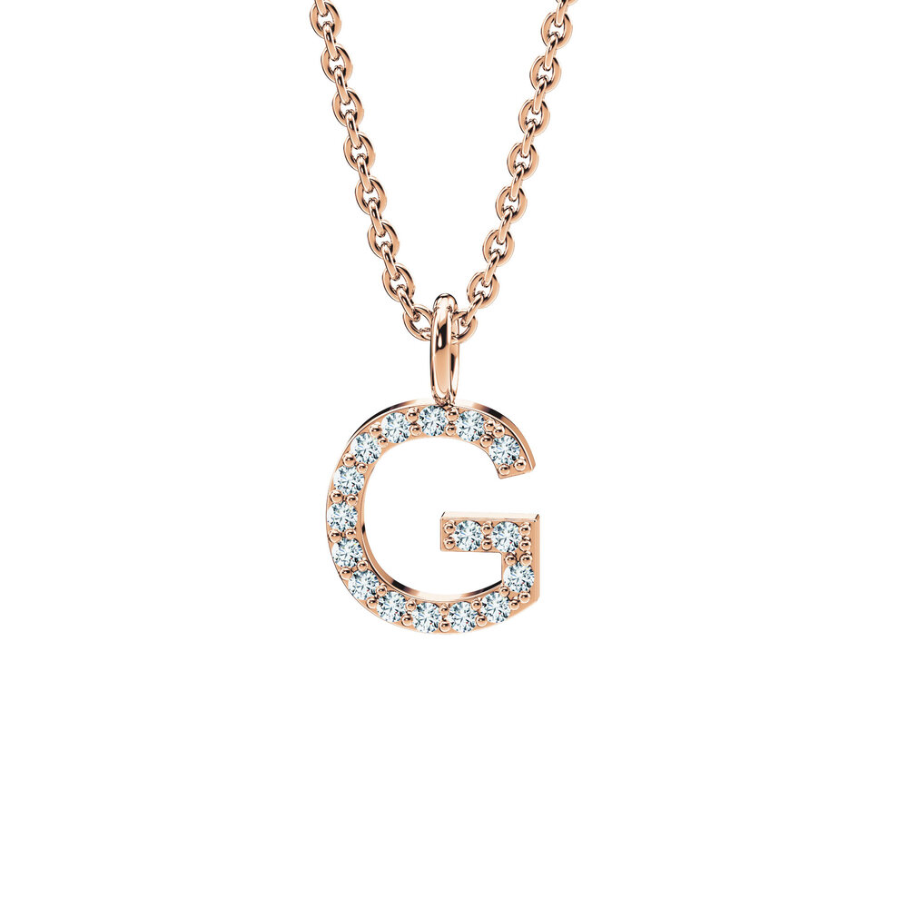 Buchstaben-Anhänger Diamond Letter Petite G in 14K Roségold