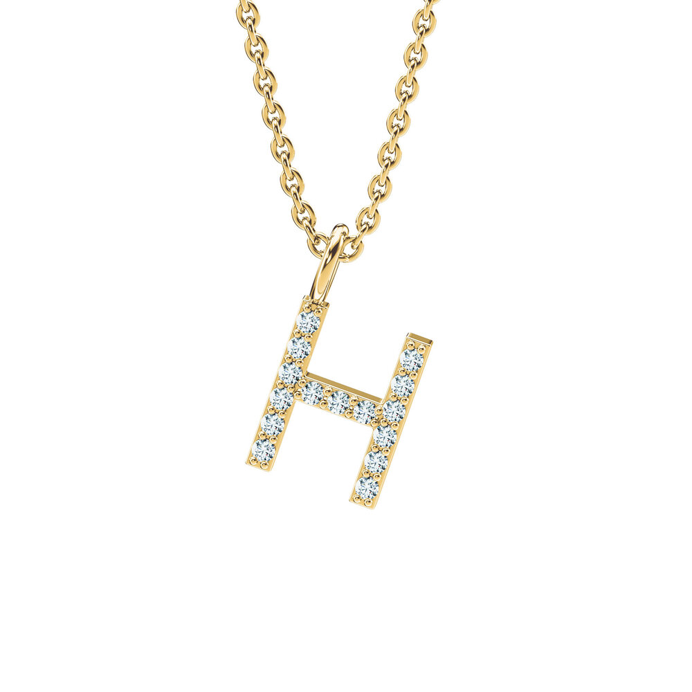 Buchstaben-Anhänger Diamond Letter Petite H in 14K Gelbgold
