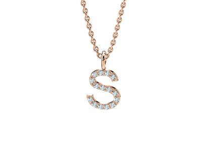 Buchstaben-Anhänger Diamond Letter Petite S in 14K Roségold