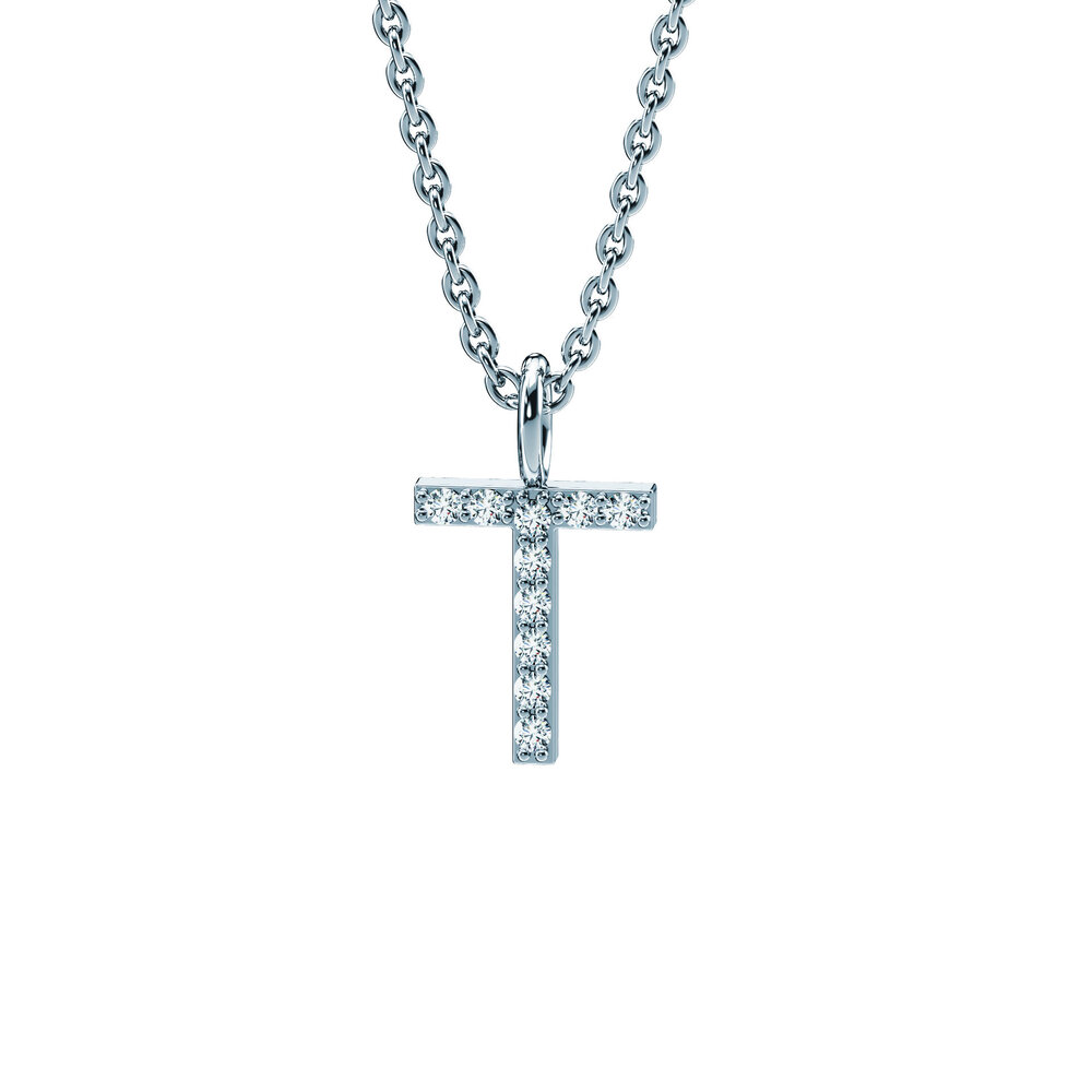 Buchstaben-Anhänger Diamond Letter Petite T in Platin 950/-