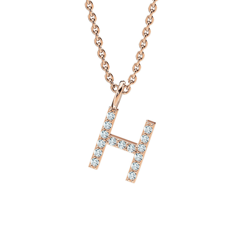 Buchstaben Anhänger Diamond Letter Petite H in 9K Roségold poliert