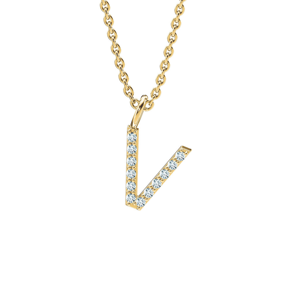 Buchstaben Anhänger Diamond Letter Petite V in 9K Gelbgold poliert