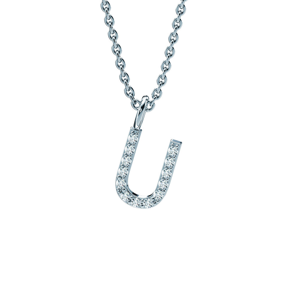 Buchstaben-Anhänger Diamond Letter Petite U in 14K Weißgold