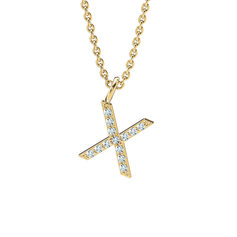 Buchstaben Anhänger Diamond Letter Petite X in 9K Gelbgold poliert