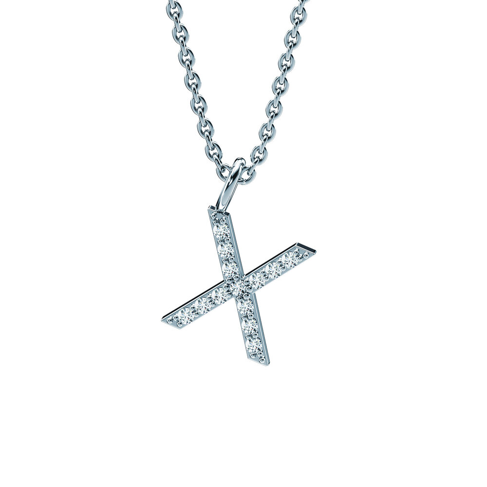 Buchstaben Anhänger Diamond Letter Petite X in 9K Weißgold poliert