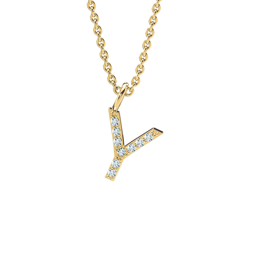 Buchstaben Anhänger Diamond Letter Petite Y in 9K Gelbgold poliert