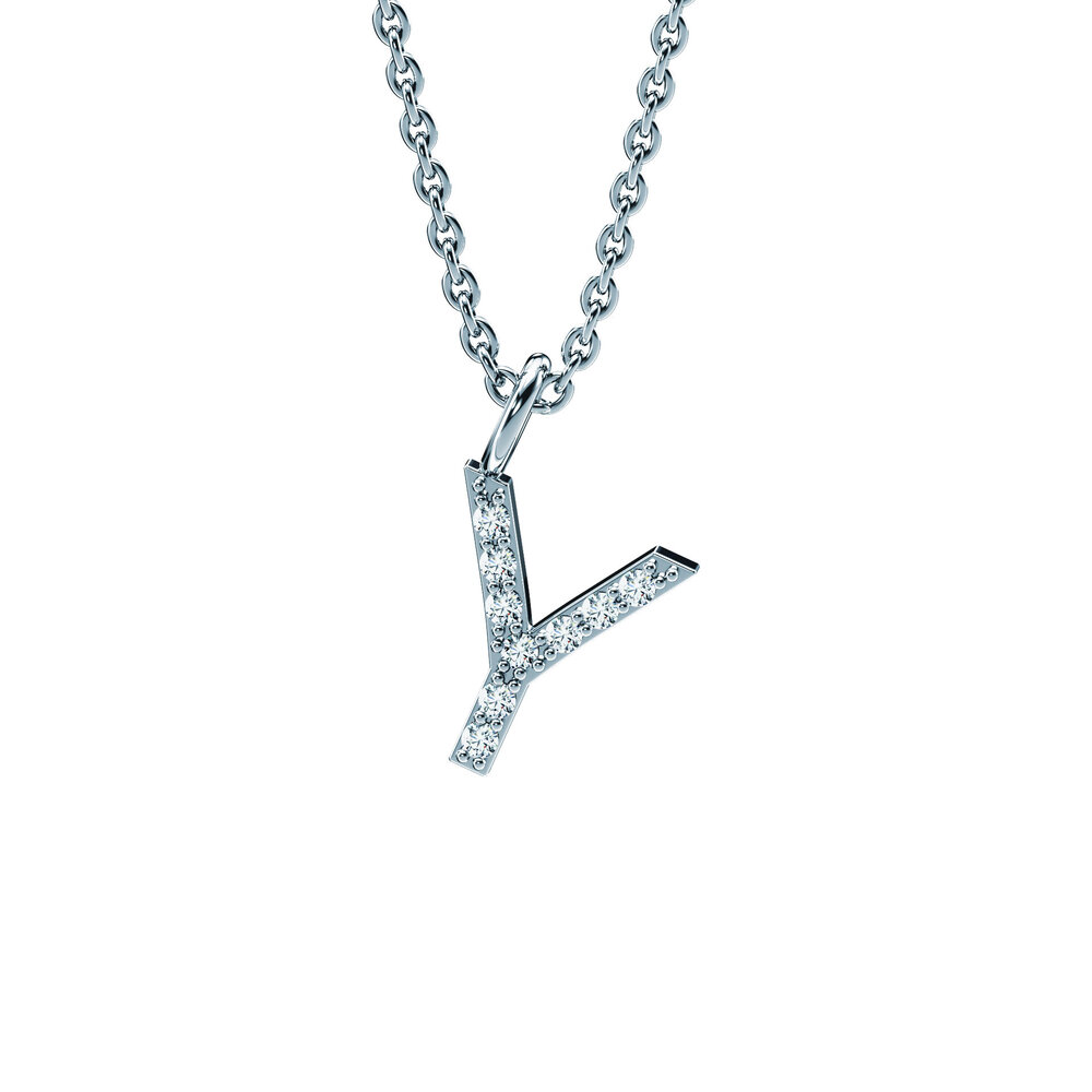Buchstaben-Anhänger Diamond Letter Petite Y in Platin 950/-