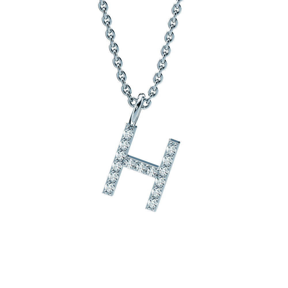 Buchstaben Anhänger Diamond Letter Petite H in 9K Weißgold poliert