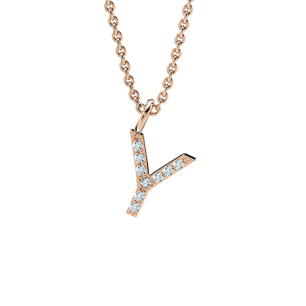 Buchstaben Anhänger Diamond Letter Petite Y in 9K Roségold poliert