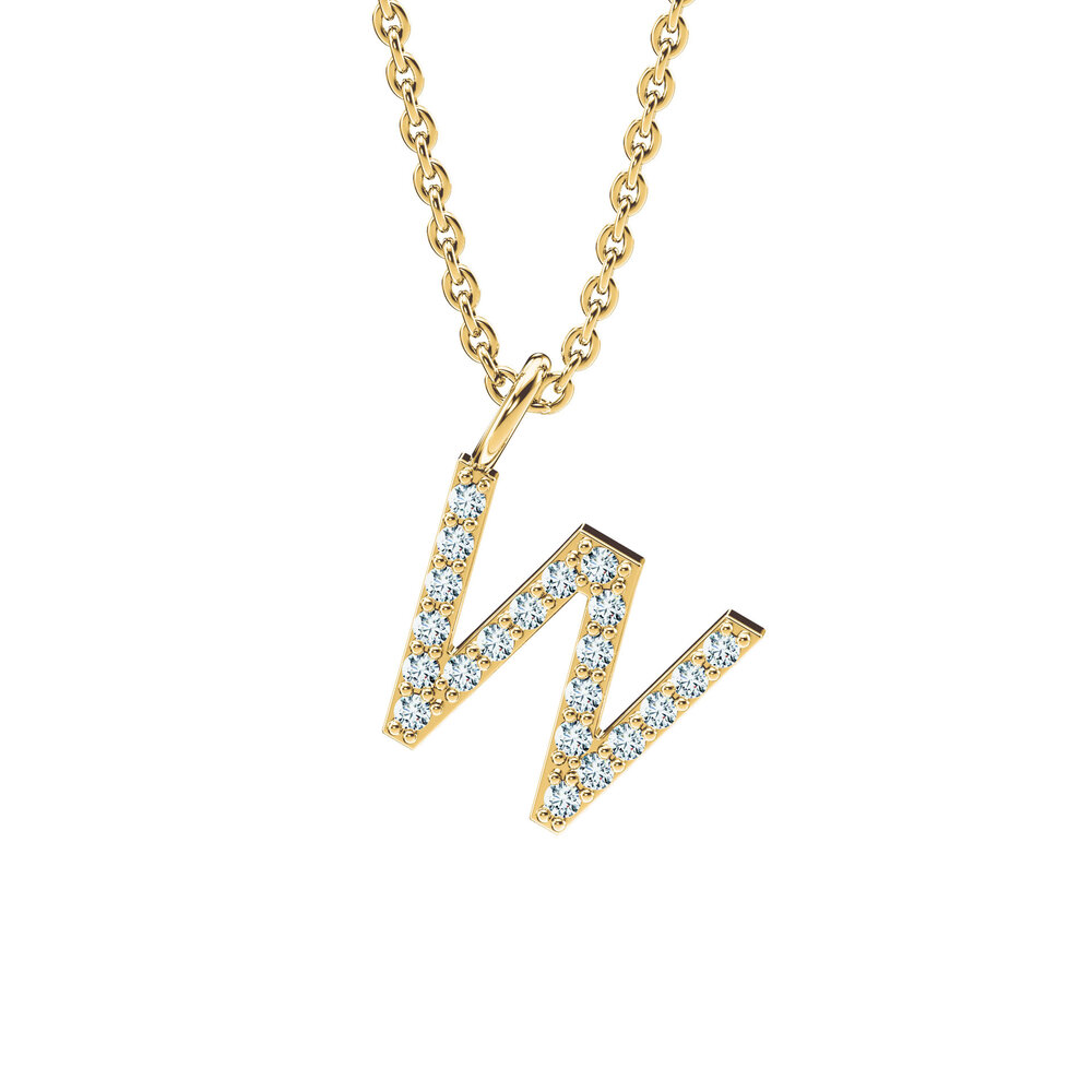 Buchstaben-Anhänger Diamond Letter Petite W in 18K Gelbgold