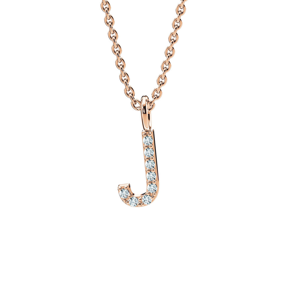 Buchstaben Anhänger Diamond Letter Petite J in 9K Roségold poliert
