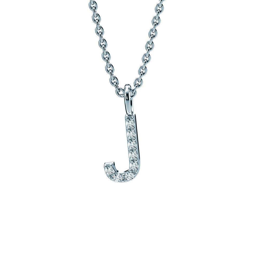 Buchstaben-Anhänger Diamond Letter Petite J in 14K Weißgold