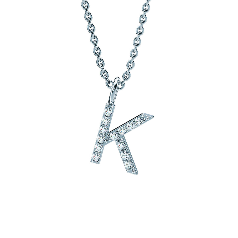 Buchstaben-Anhänger Diamond Letter Petite K in Platin 950/-